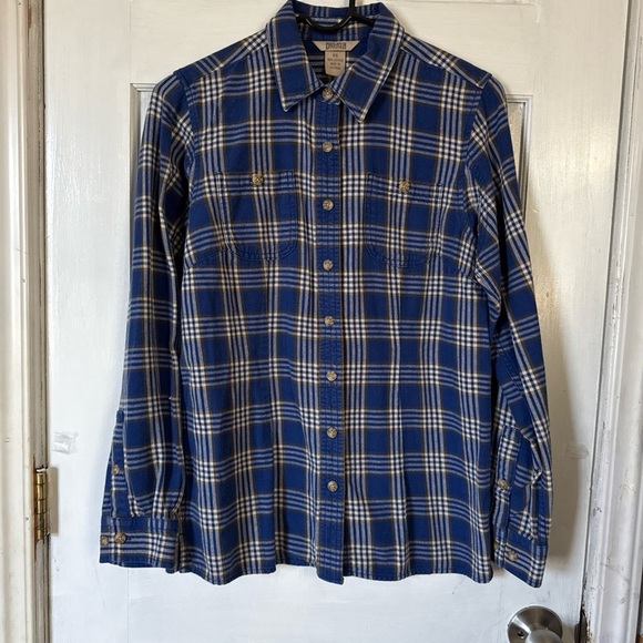 Duluth Trading Co Blue and White Plaid Casual Shirt - Picture 1 of 4